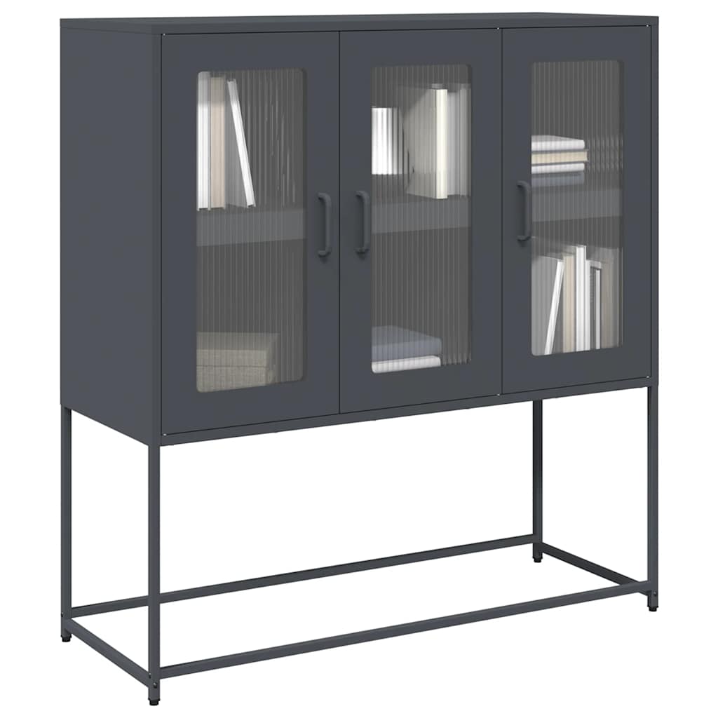 Dressoir 100,5x39x107 cm koudgewalst staal antracietkleurig is nu te koop bij PeponiXL, paradijselijk wonen!