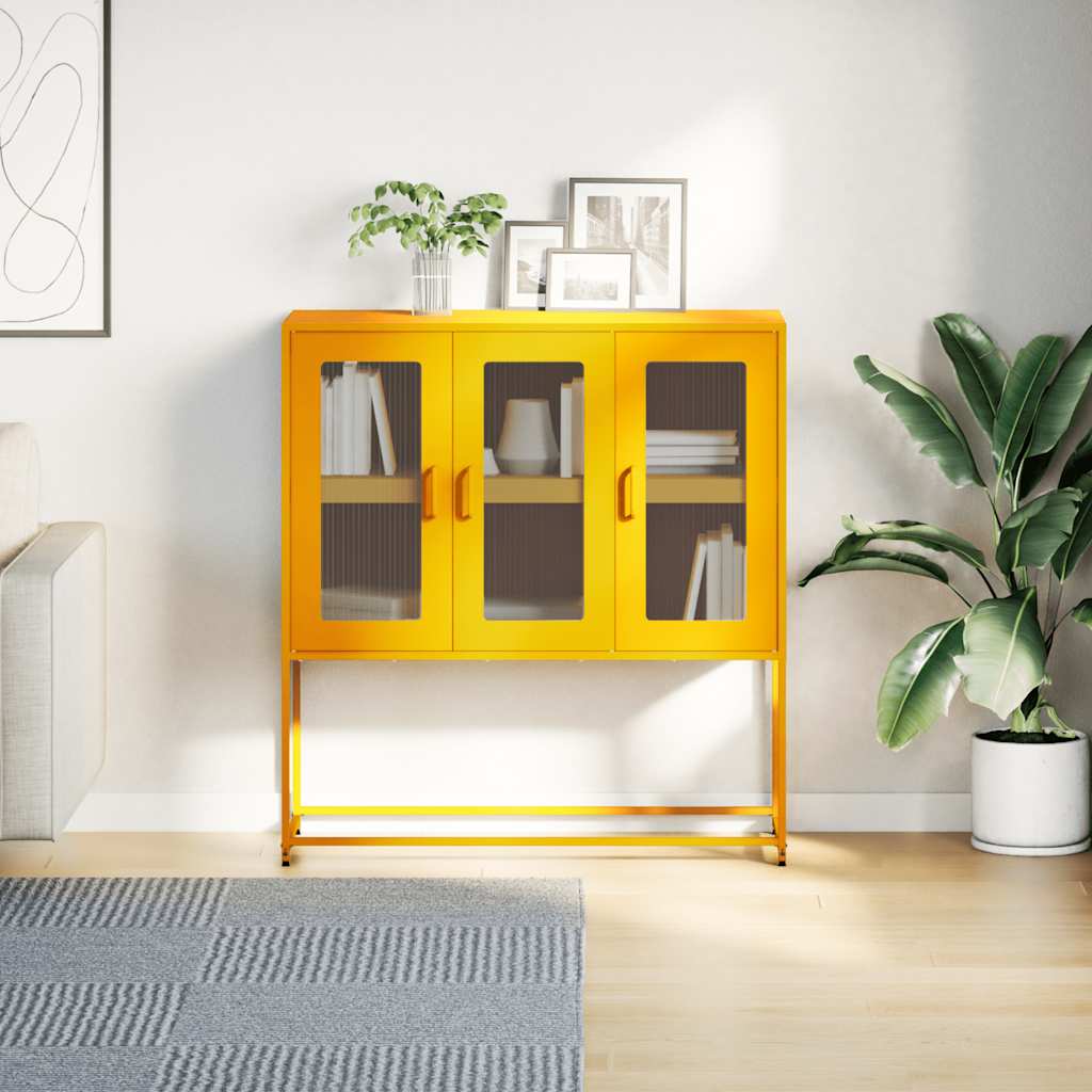 Dressoir 100,5x39x107 cm koudgewalst staal mosterdgeel is nu te koop bij PeponiXL, paradijselijk wonen!