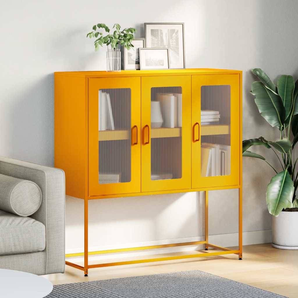 Dressoir 100,5x39x107 cm koudgewalst staal mosterdgeel is nu te koop bij PeponiXL, paradijselijk wonen!