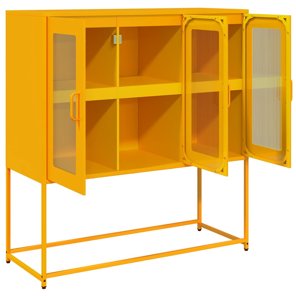 Dressoir 100,5x39x107 cm koudgewalst staal mosterdgeel is nu te koop bij PeponiXL, paradijselijk wonen!