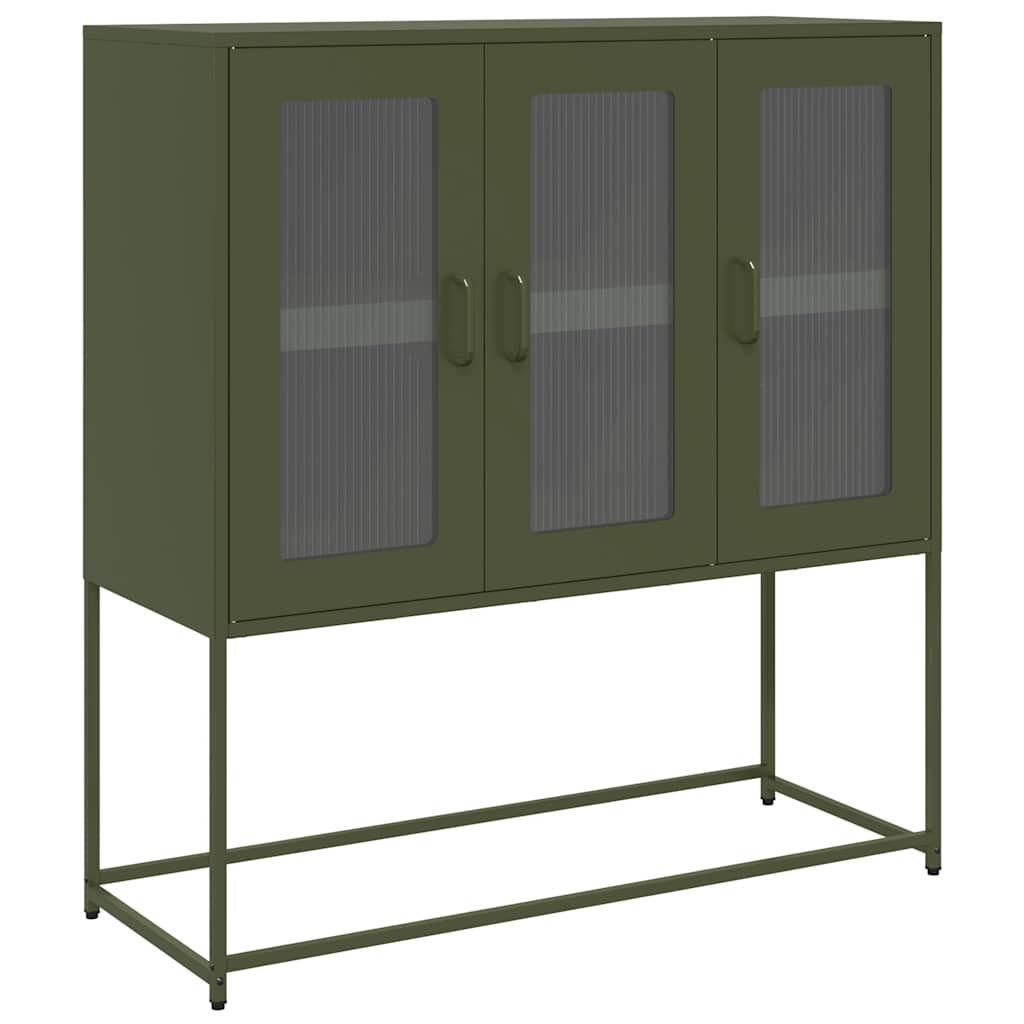 Dressoir 100,5x39x107 cm koudgewalst staal olijfgroen is nu te koop bij PeponiXL, paradijselijk wonen!