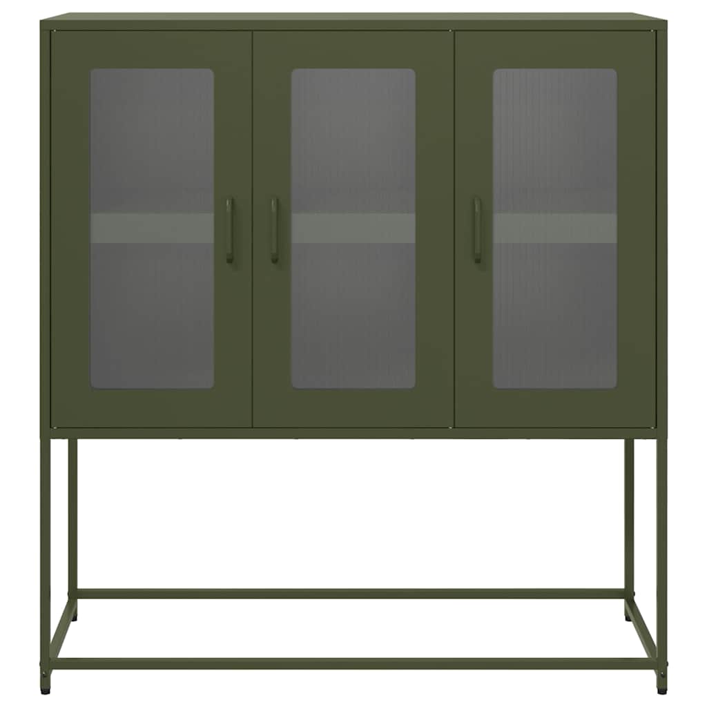 Dressoir 100,5x39x107 cm koudgewalst staal olijfgroen is nu te koop bij PeponiXL, paradijselijk wonen!