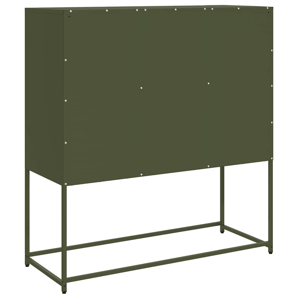 Dressoir 100,5x39x107 cm koudgewalst staal olijfgroen is nu te koop bij PeponiXL, paradijselijk wonen!