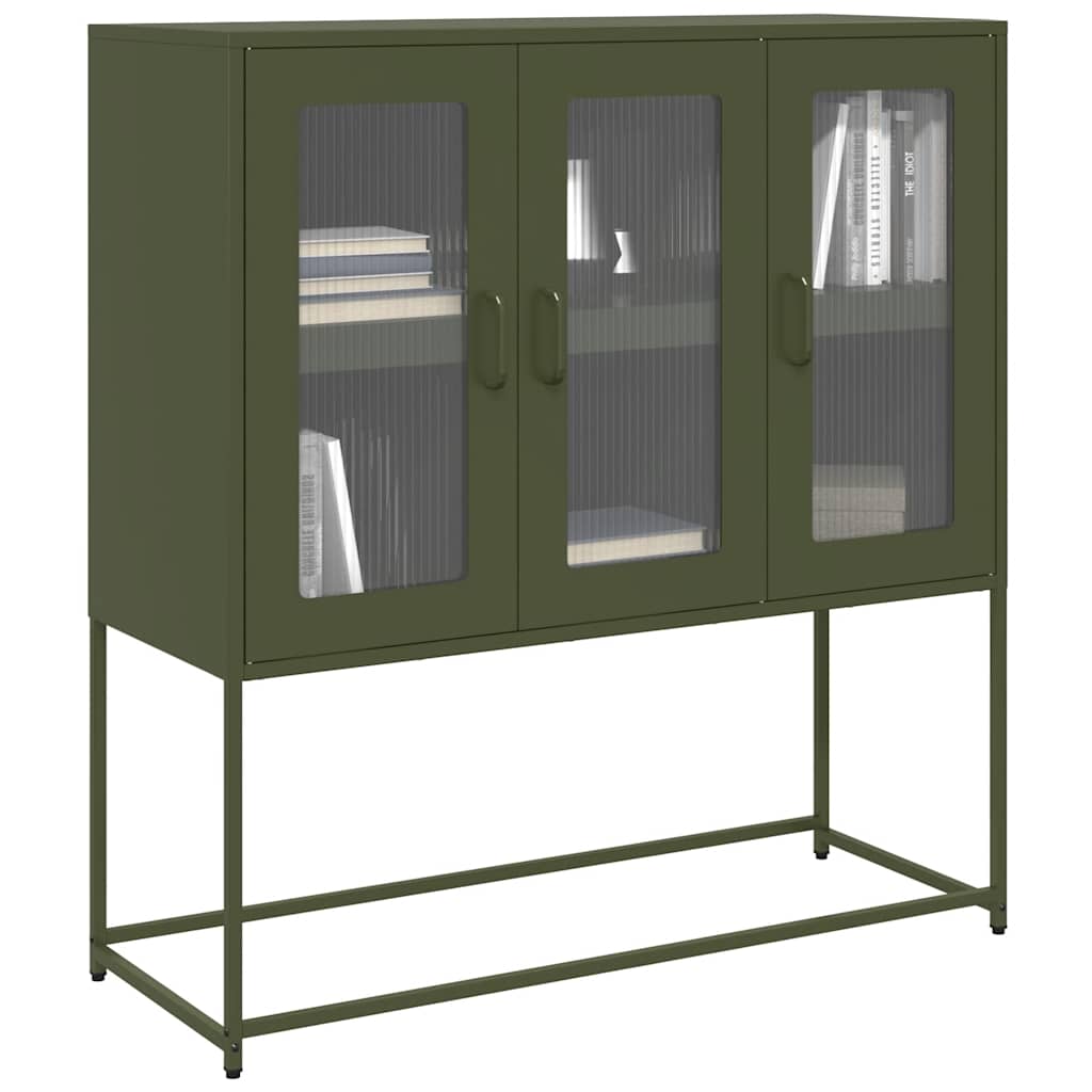 Dressoir 100,5x39x107 cm koudgewalst staal olijfgroen is nu te koop bij PeponiXL, paradijselijk wonen!