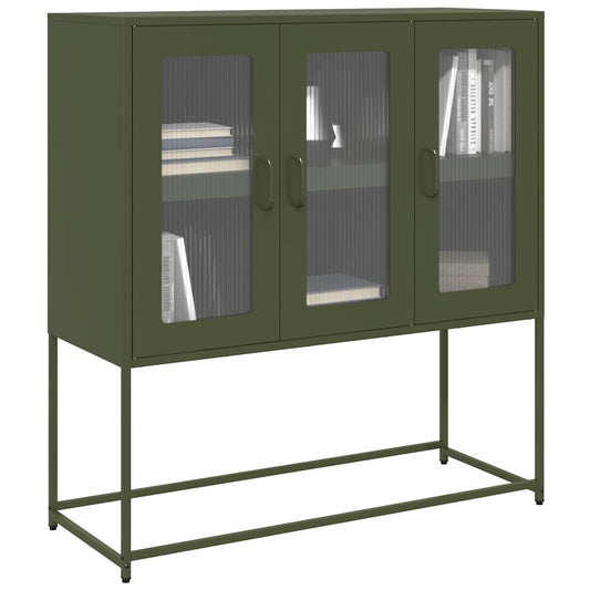 Dressoir 100,5x39x107 cm koudgewalst staal olijfgroen is nu te koop bij PeponiXL, paradijselijk wonen!