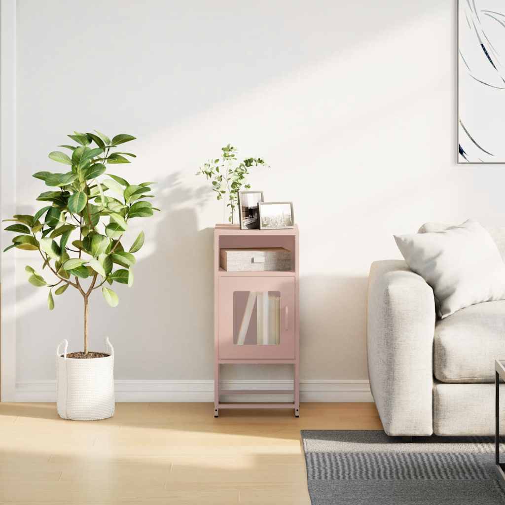 Nachtkastje 36x39x78 cm koudgewalst staal roze is nu te koop bij PeponiXL, paradijselijk wonen!