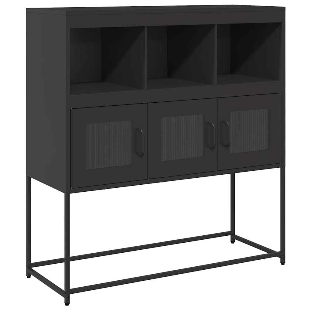 Dressoir 100,5x39x107 cm koudgewalst staal zwart is nu te koop bij PeponiXL, paradijselijk wonen!