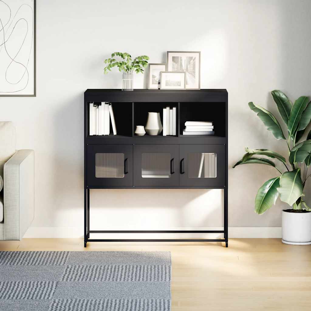 Dressoir 100,5x39x107 cm koudgewalst staal zwart is nu te koop bij PeponiXL, paradijselijk wonen!