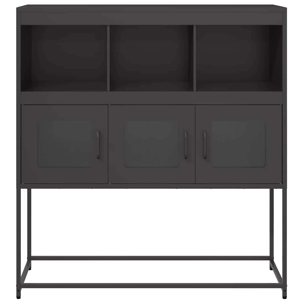 Dressoir 100,5x39x107 cm koudgewalst staal zwart is nu te koop bij PeponiXL, paradijselijk wonen!