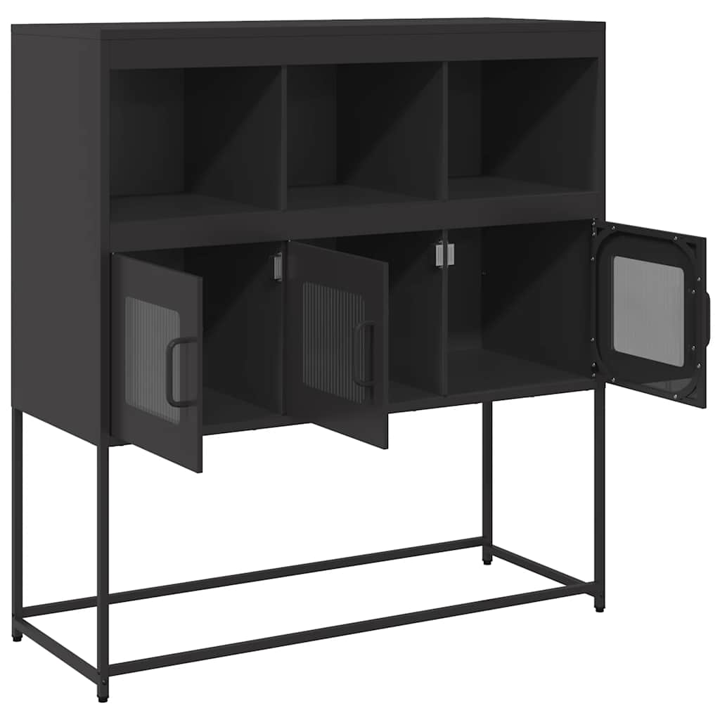 Dressoir 100,5x39x107 cm koudgewalst staal zwart is nu te koop bij PeponiXL, paradijselijk wonen!