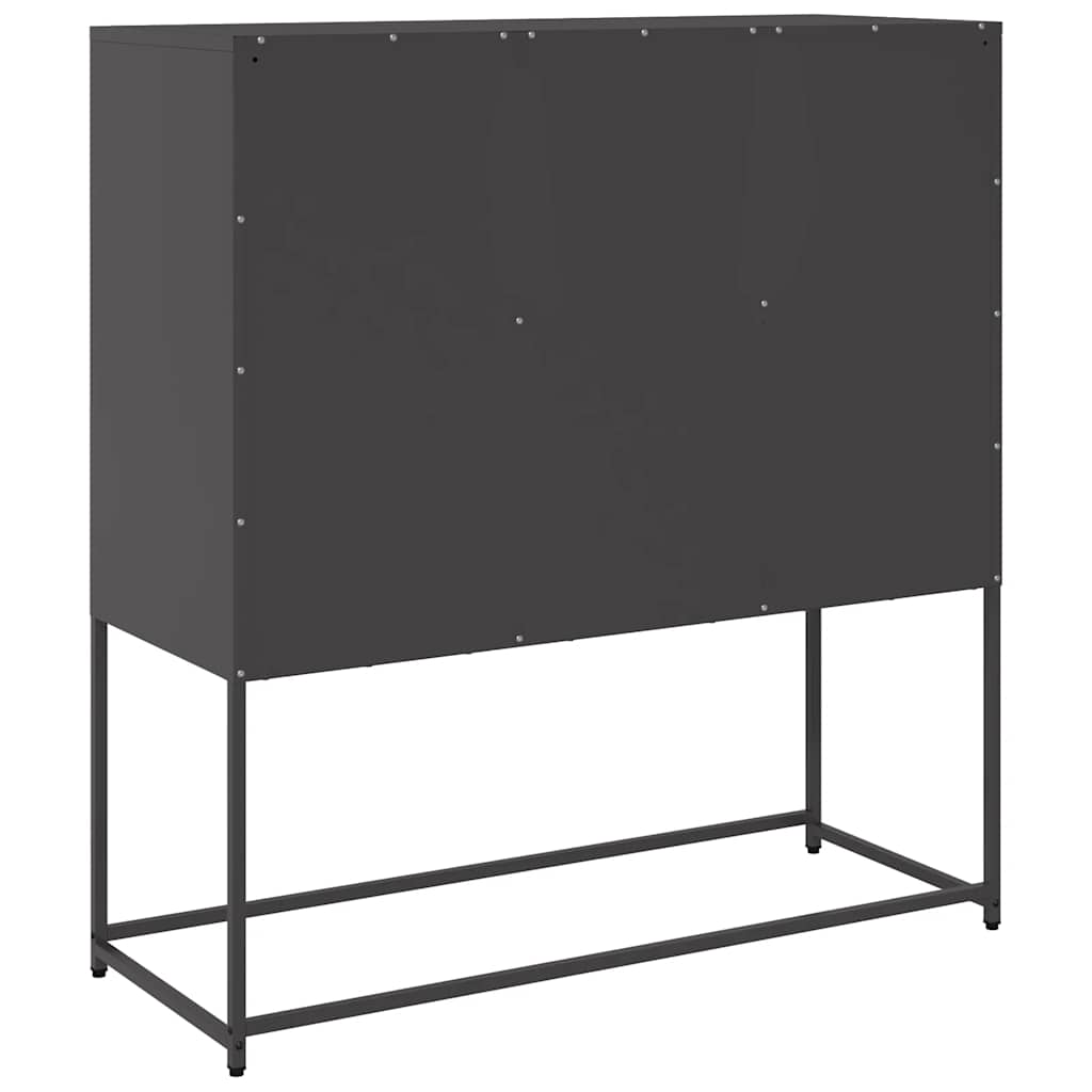 Dressoir 100,5x39x107 cm koudgewalst staal zwart is nu te koop bij PeponiXL, paradijselijk wonen!
