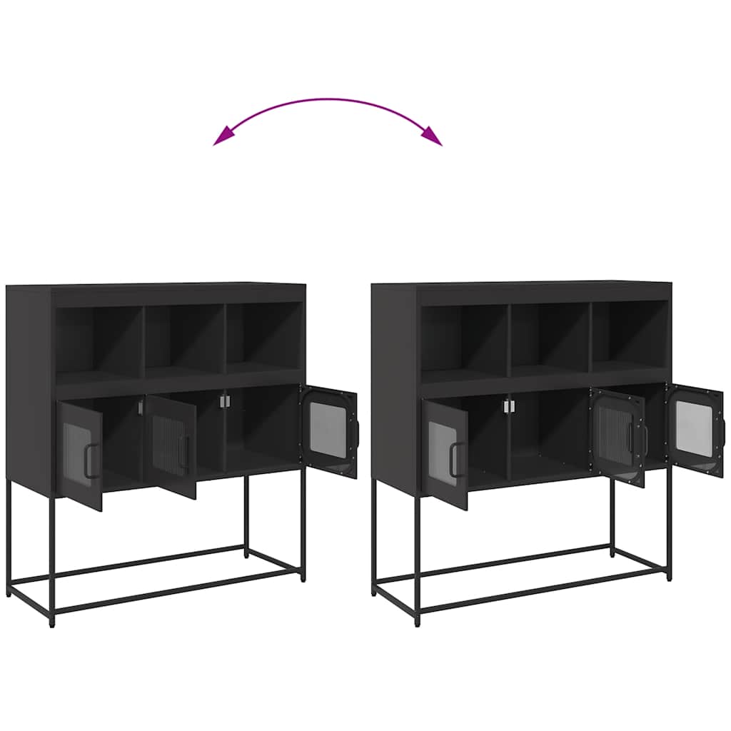 Dressoir 100,5x39x107 cm koudgewalst staal zwart is nu te koop bij PeponiXL, paradijselijk wonen!
