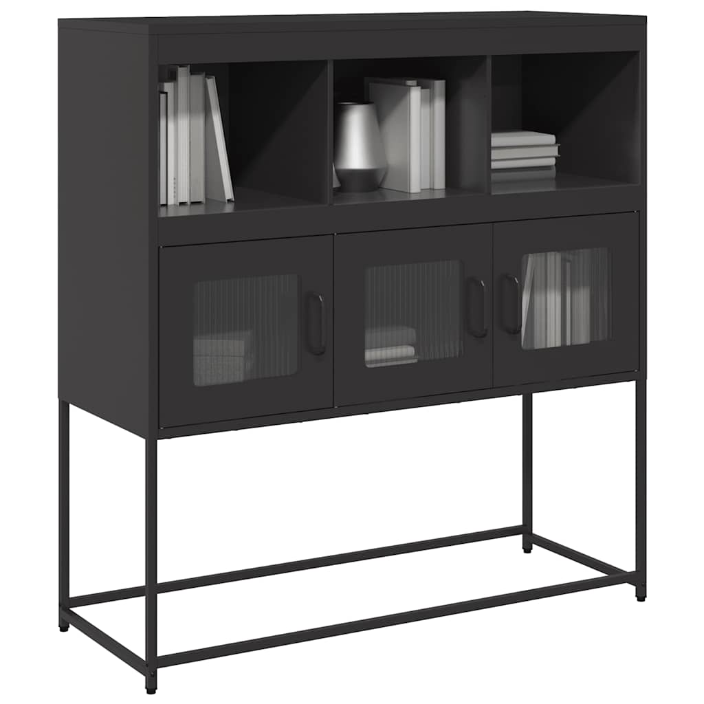 Dressoir 100,5x39x107 cm koudgewalst staal zwart is nu te koop bij PeponiXL, paradijselijk wonen!