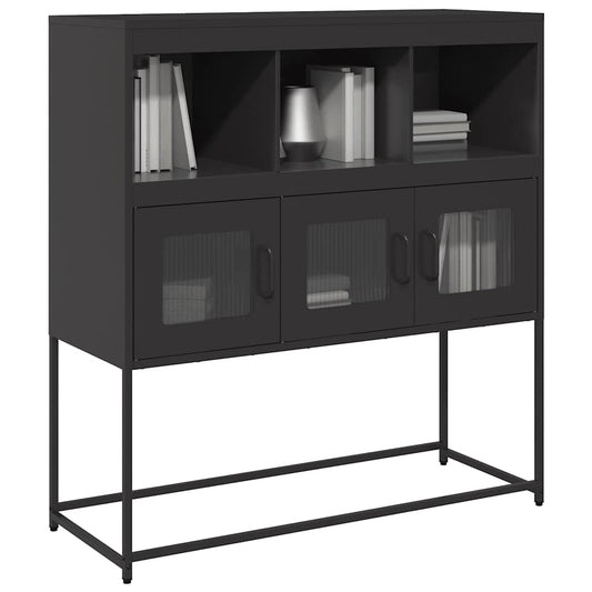 Dressoir 100,5x39x107 cm koudgewalst staal zwart is nu te koop bij PeponiXL, paradijselijk wonen!