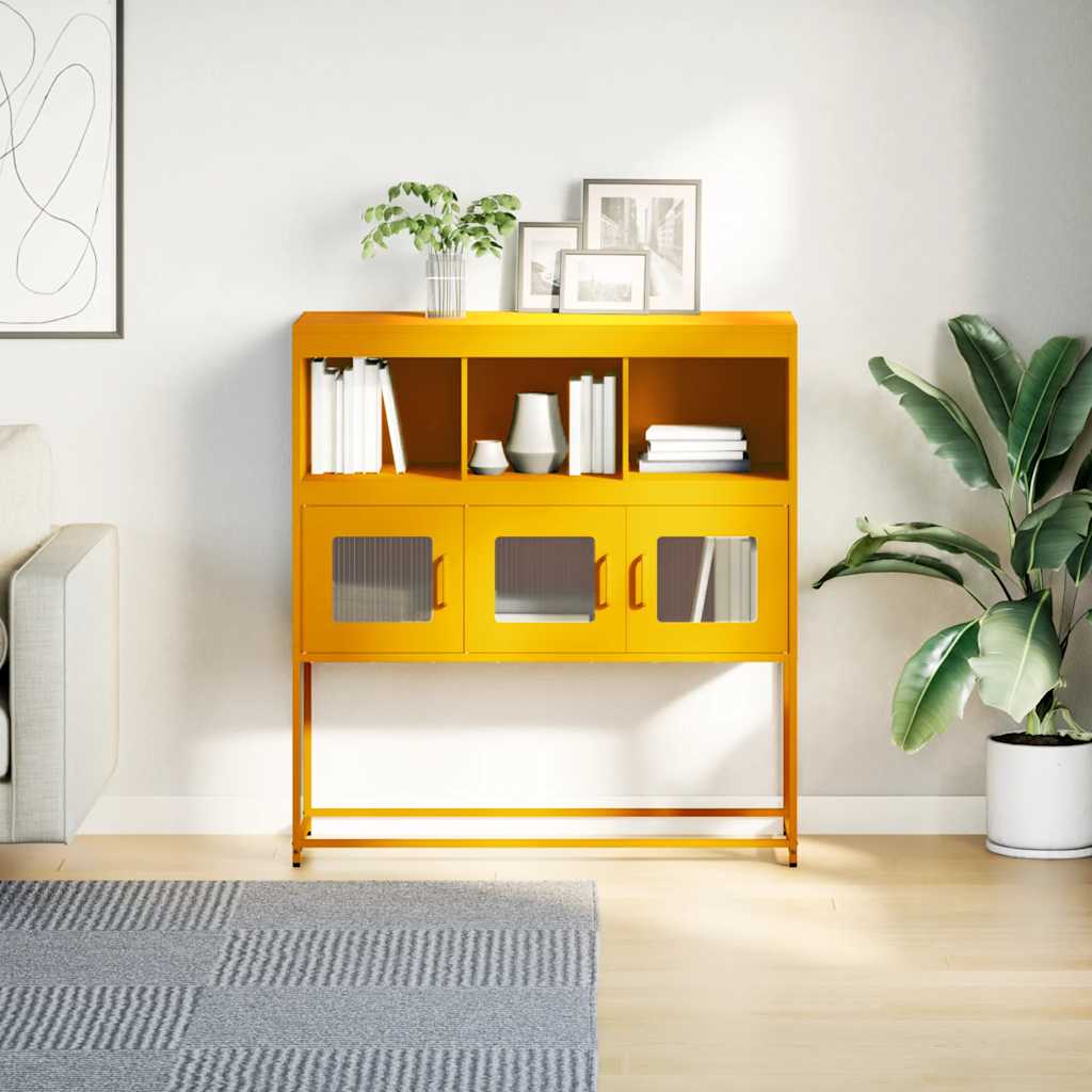 Dressoir 100,5x39x107 cm koudgewalst staal mosterdgeel is nu te koop bij PeponiXL, paradijselijk wonen!