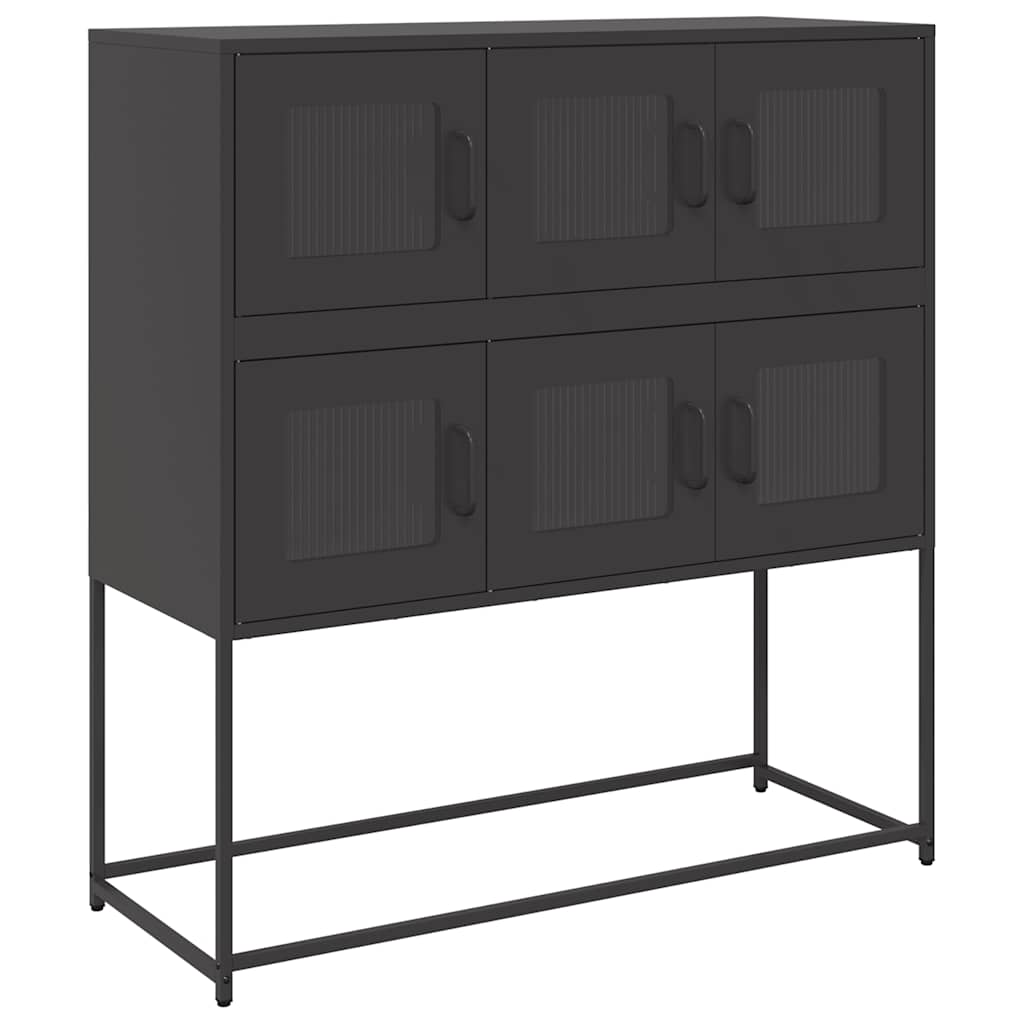 Dressoir 100,5x39x107 cm koudgewalst staal zwart is nu te koop bij PeponiXL, paradijselijk wonen!