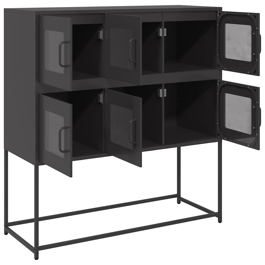 Dressoir 100,5x39x107 cm koudgewalst staal zwart is nu te koop bij PeponiXL, paradijselijk wonen!