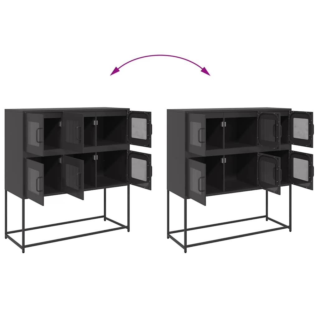 Dressoir 100,5x39x107 cm koudgewalst staal zwart is nu te koop bij PeponiXL, paradijselijk wonen!