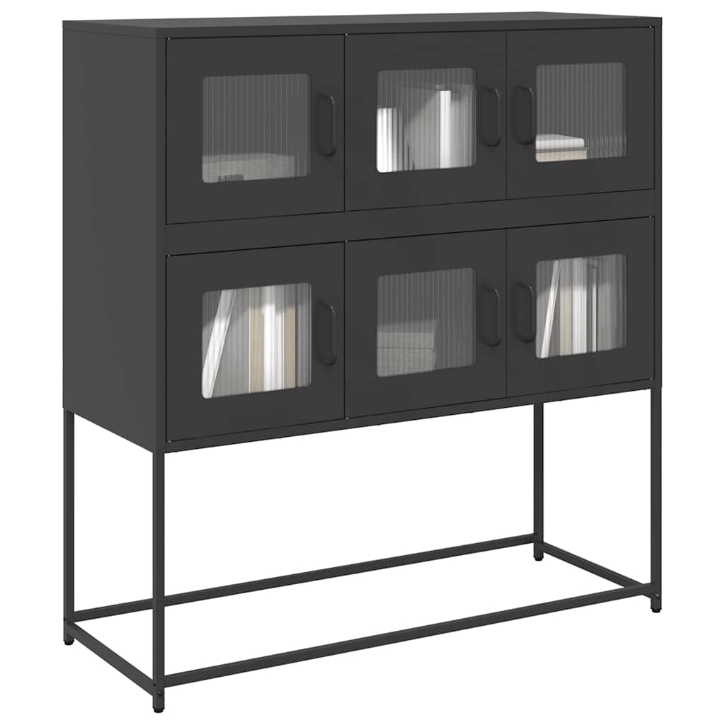 Dressoir 100,5x39x107 cm koudgewalst staal zwart is nu te koop bij PeponiXL, paradijselijk wonen!