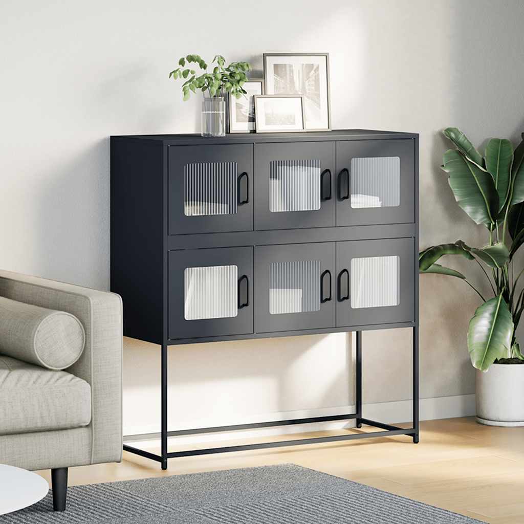 Dressoir 100,5x39x107 cm koudgewalst staal antracietkleurig is nu te koop bij PeponiXL, paradijselijk wonen!
