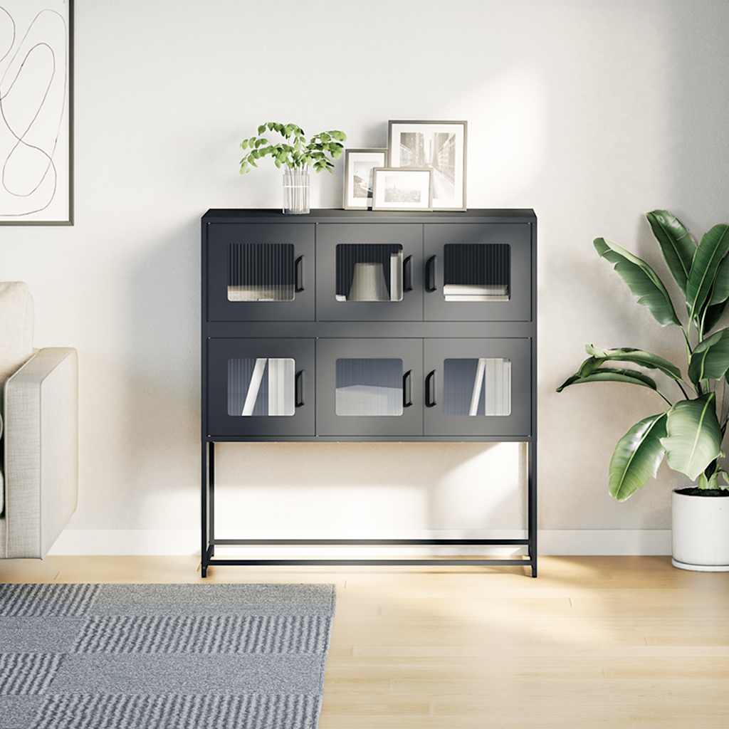 Dressoir 100,5x39x107 cm koudgewalst staal antracietkleurig is nu te koop bij PeponiXL, paradijselijk wonen!
