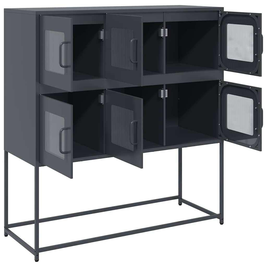 Dressoir 100,5x39x107 cm koudgewalst staal antracietkleurig is nu te koop bij PeponiXL, paradijselijk wonen!