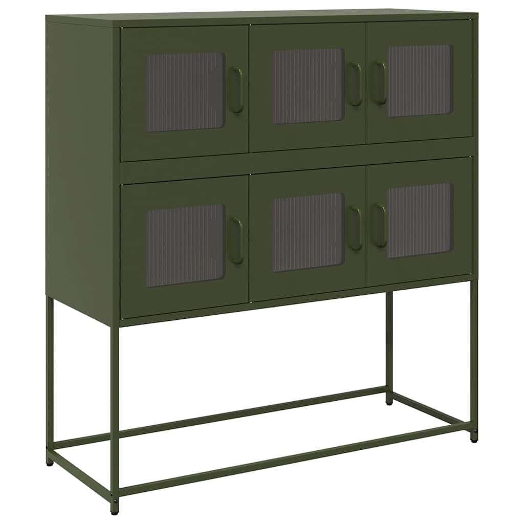 Dressoir 100,5x39x107 cm koudgewalst staal olijfgroen is nu te koop bij PeponiXL, paradijselijk wonen!