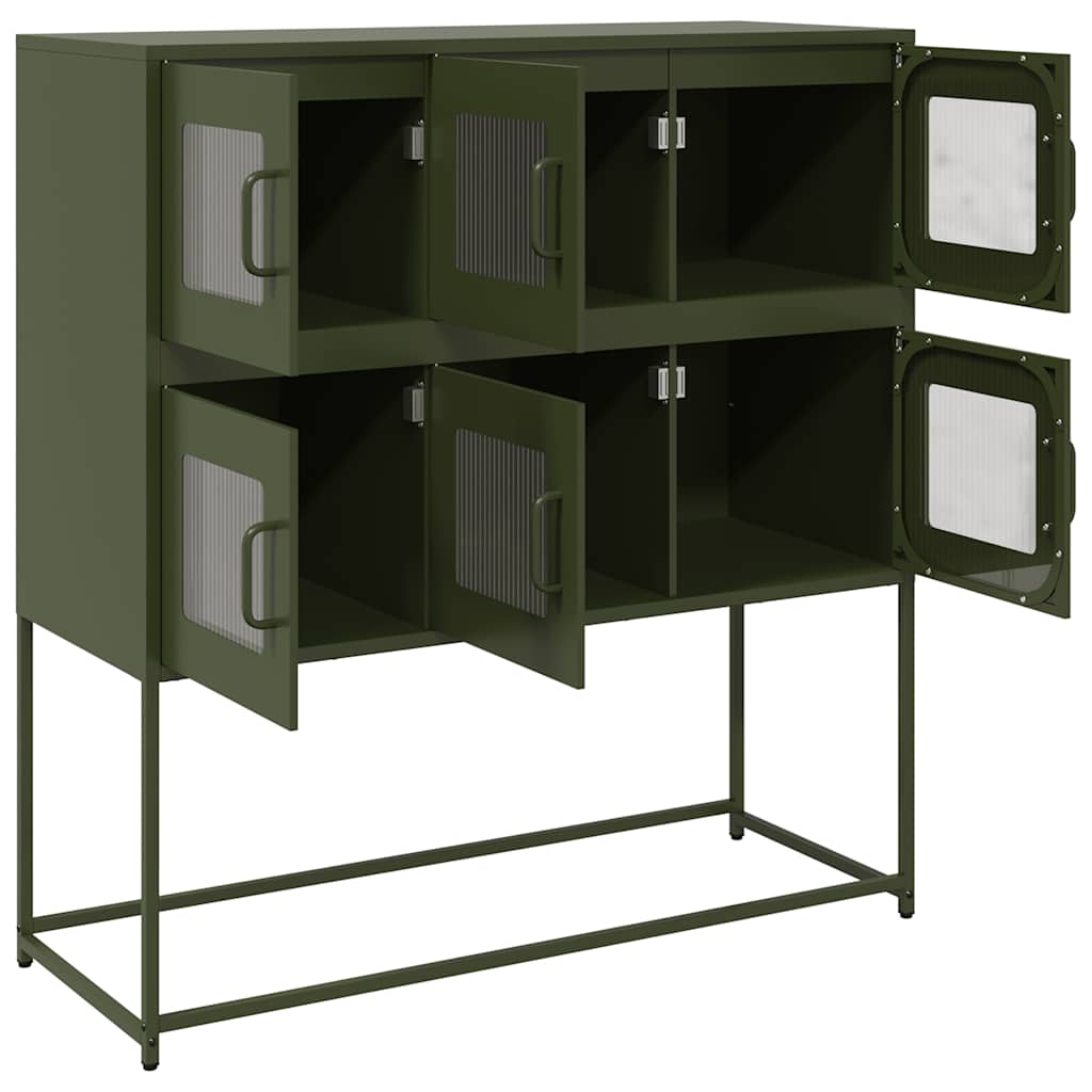 Dressoir 100,5x39x107 cm koudgewalst staal olijfgroen is nu te koop bij PeponiXL, paradijselijk wonen!