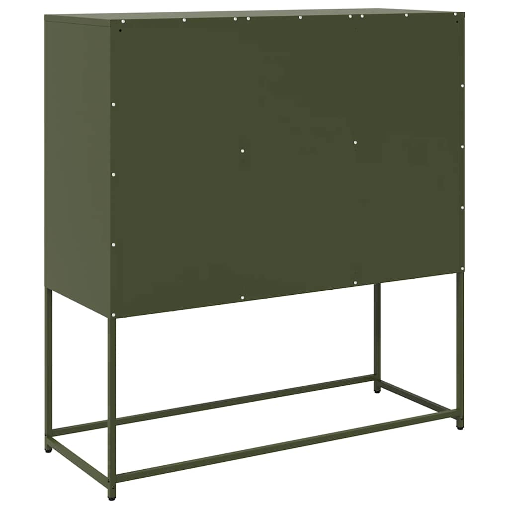 Dressoir 100,5x39x107 cm koudgewalst staal olijfgroen is nu te koop bij PeponiXL, paradijselijk wonen!
