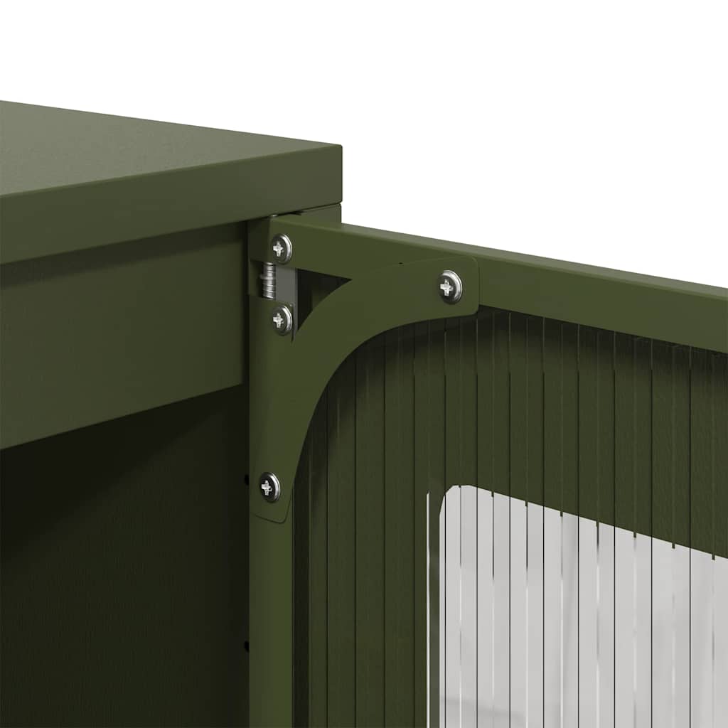 Dressoir 100,5x39x107 cm koudgewalst staal olijfgroen is nu te koop bij PeponiXL, paradijselijk wonen!