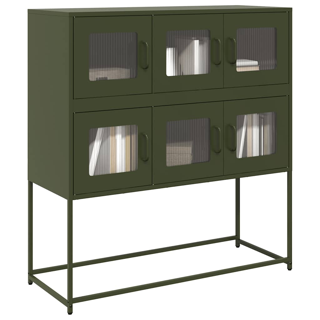 Dressoir 100,5x39x107 cm koudgewalst staal olijfgroen is nu te koop bij PeponiXL, paradijselijk wonen!