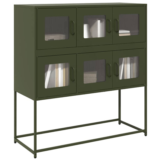 Dressoir 100,5x39x107 cm koudgewalst staal olijfgroen is nu te koop bij PeponiXL, paradijselijk wonen!