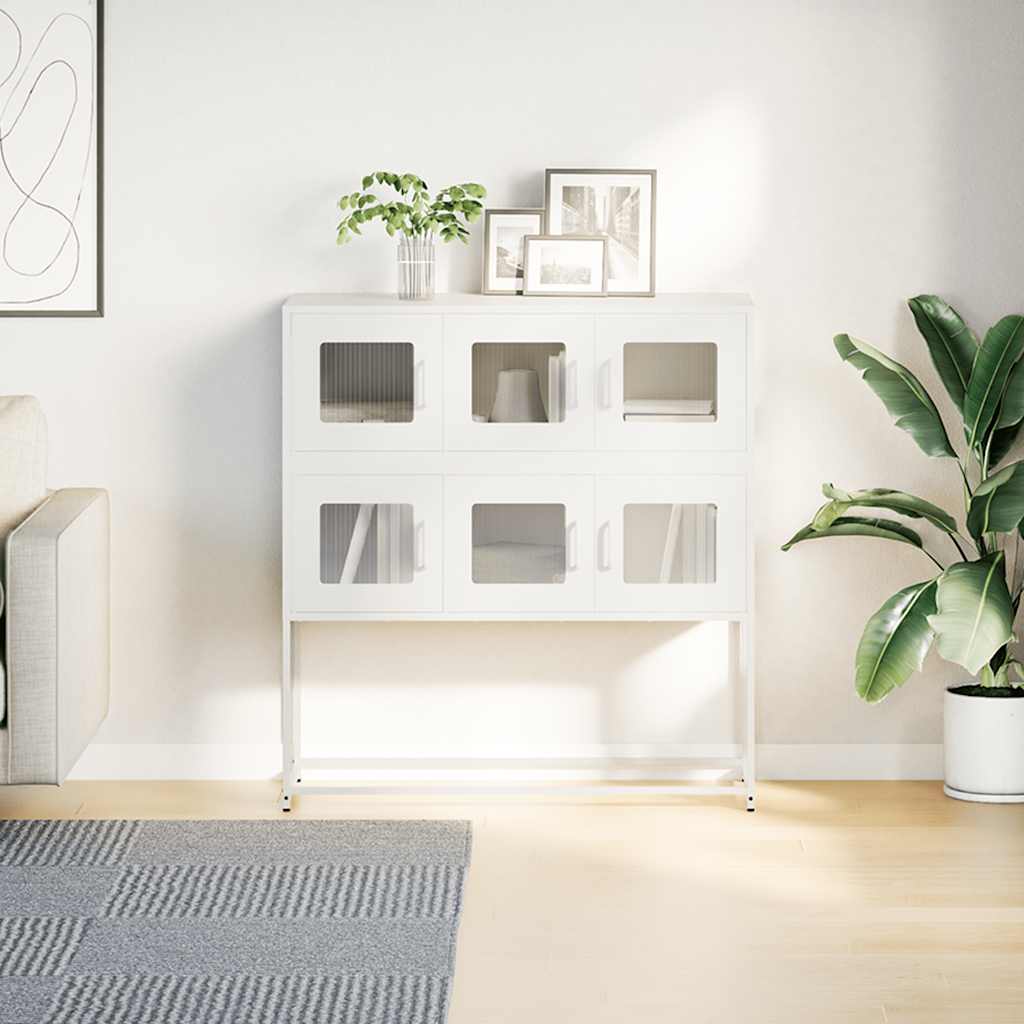 Dressoir 100,5x39x107 cm koudgewalst staal wit is nu te koop bij PeponiXL, paradijselijk wonen!