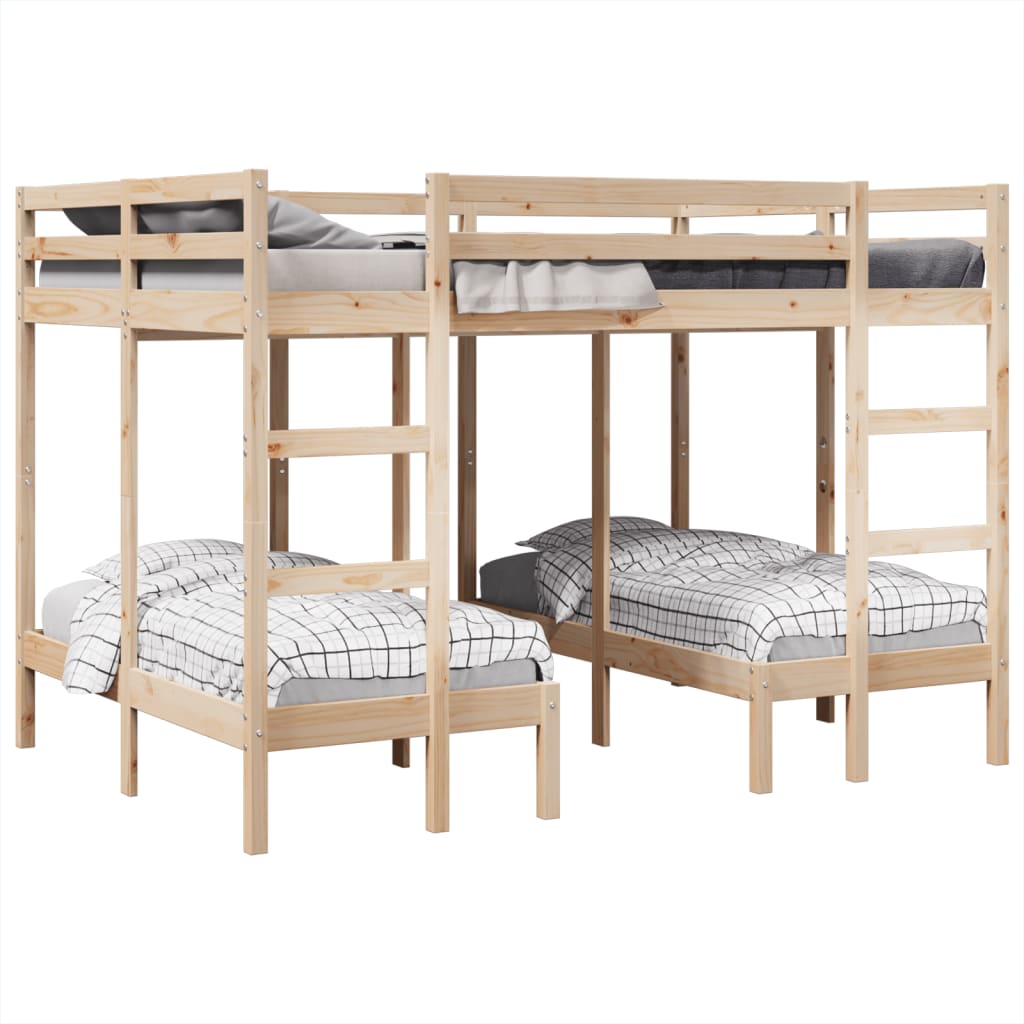 Stapelbed 3-voudig massief grenenhout 140x200/70x140 cm is nu te koop bij PeponiXL, paradijselijk wonen!