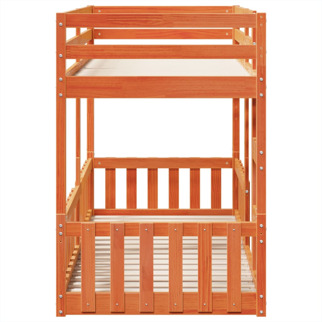 Stapelbed massief grenenhout wasbruin 80x200 cm is nu te koop bij PeponiXL, paradijselijk wonen!