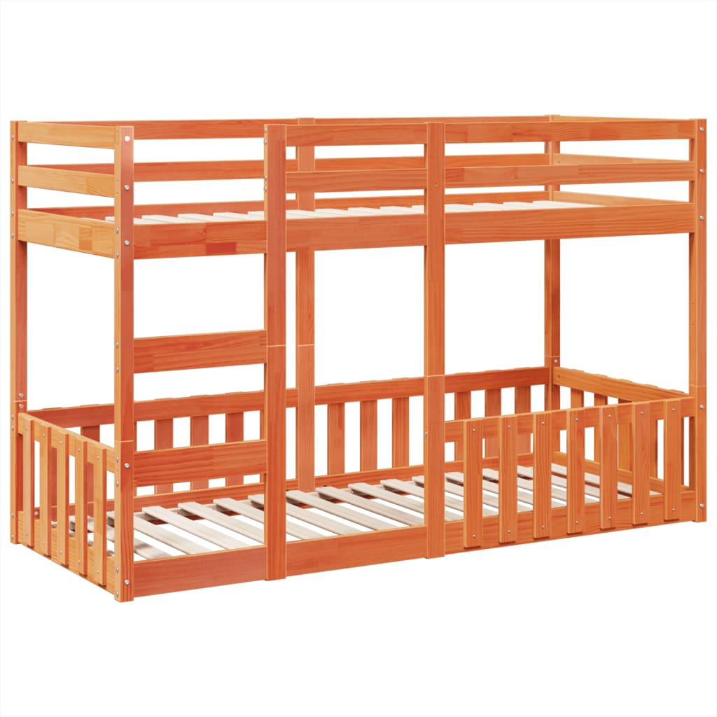 Stapelbed massief grenenhout wasbruin 75x190 cm is nu te koop bij PeponiXL, paradijselijk wonen!