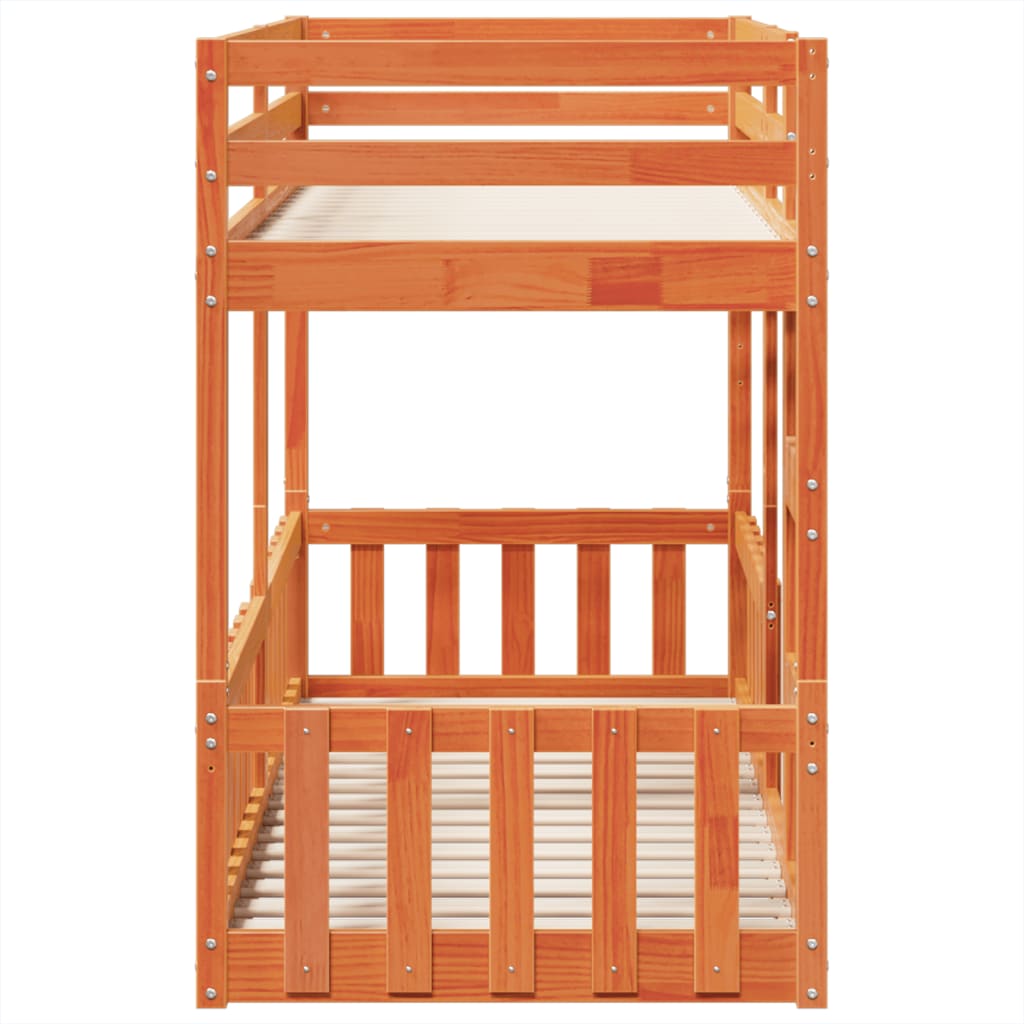 Stapelbed massief grenenhout wasbruin 75x190 cm is nu te koop bij PeponiXL, paradijselijk wonen!