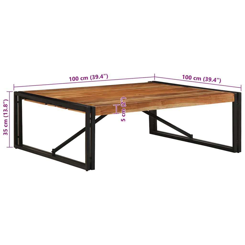 Salontafel 100x100x35 cm massief acaciahout is nu te koop bij PeponiXL, paradijselijk wonen!