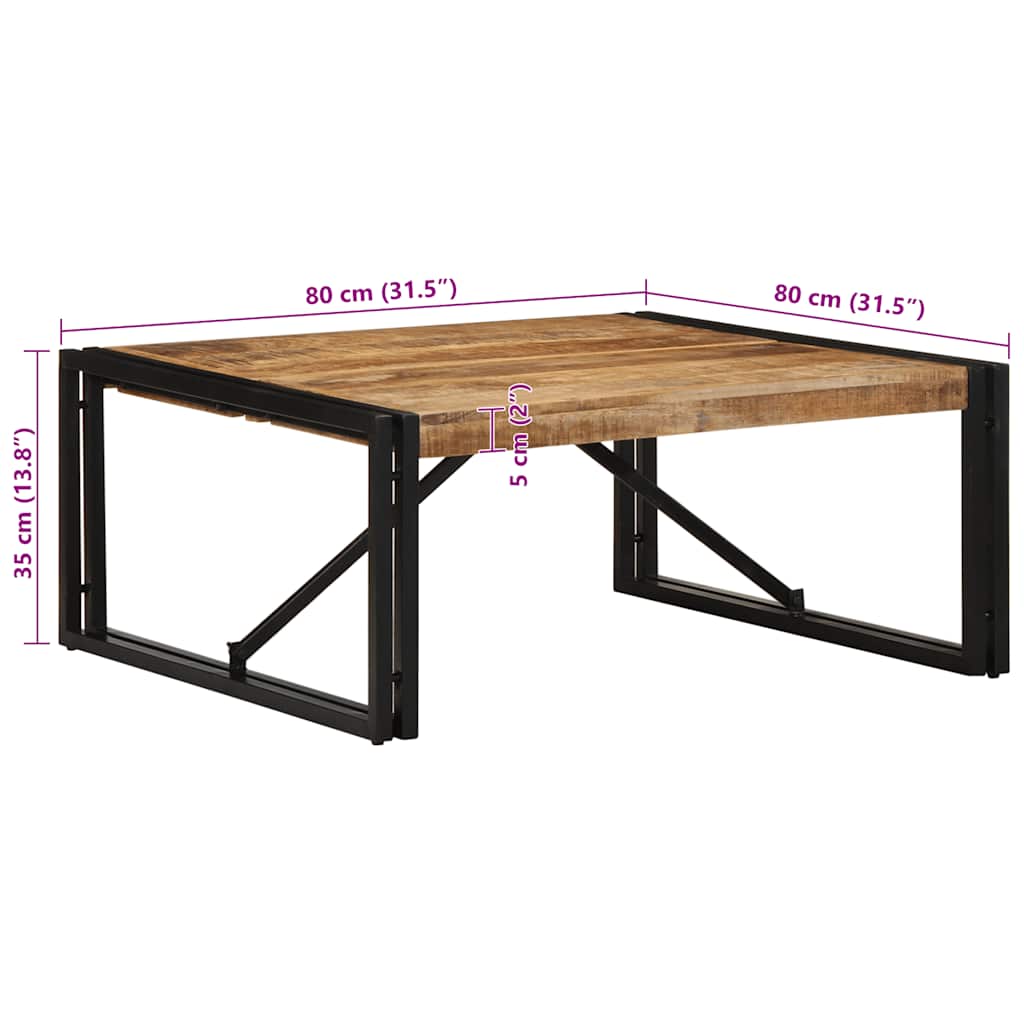 Salontafel 80x80x35 cm massief ruw mangohout is nu te koop bij PeponiXL, paradijselijk wonen!