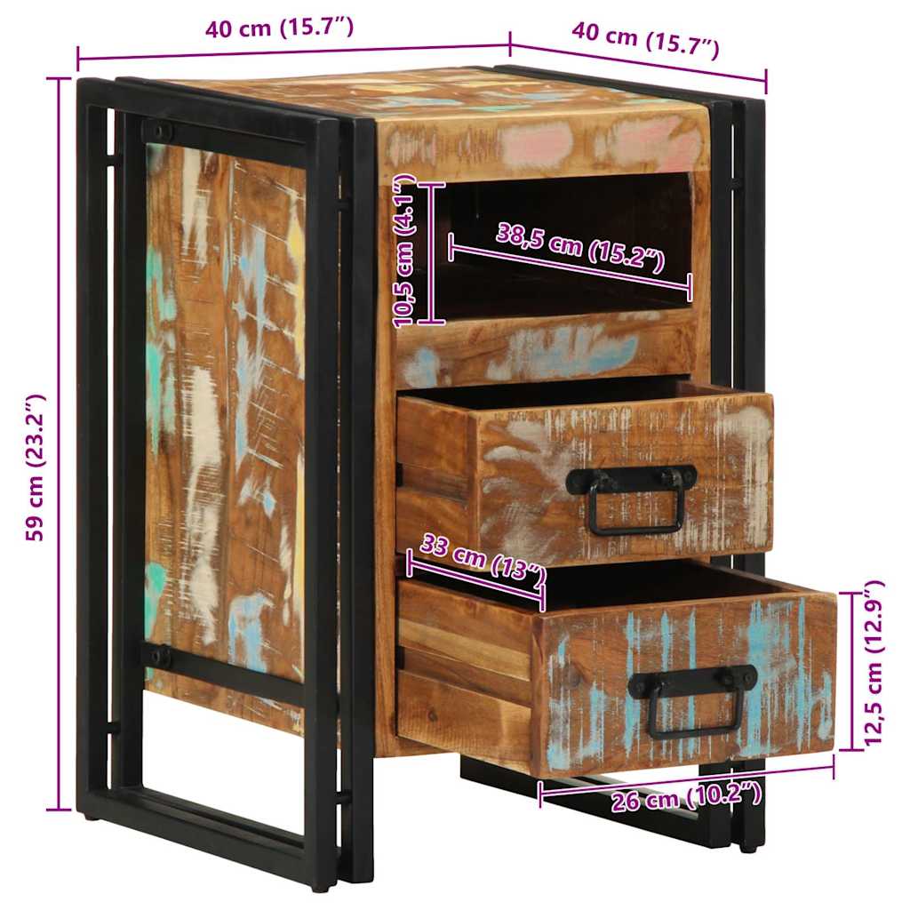 Nachtkastje 40x40x59 cm Massief hout gerecycled is nu te koop bij PeponiXL, paradijselijk wonen!