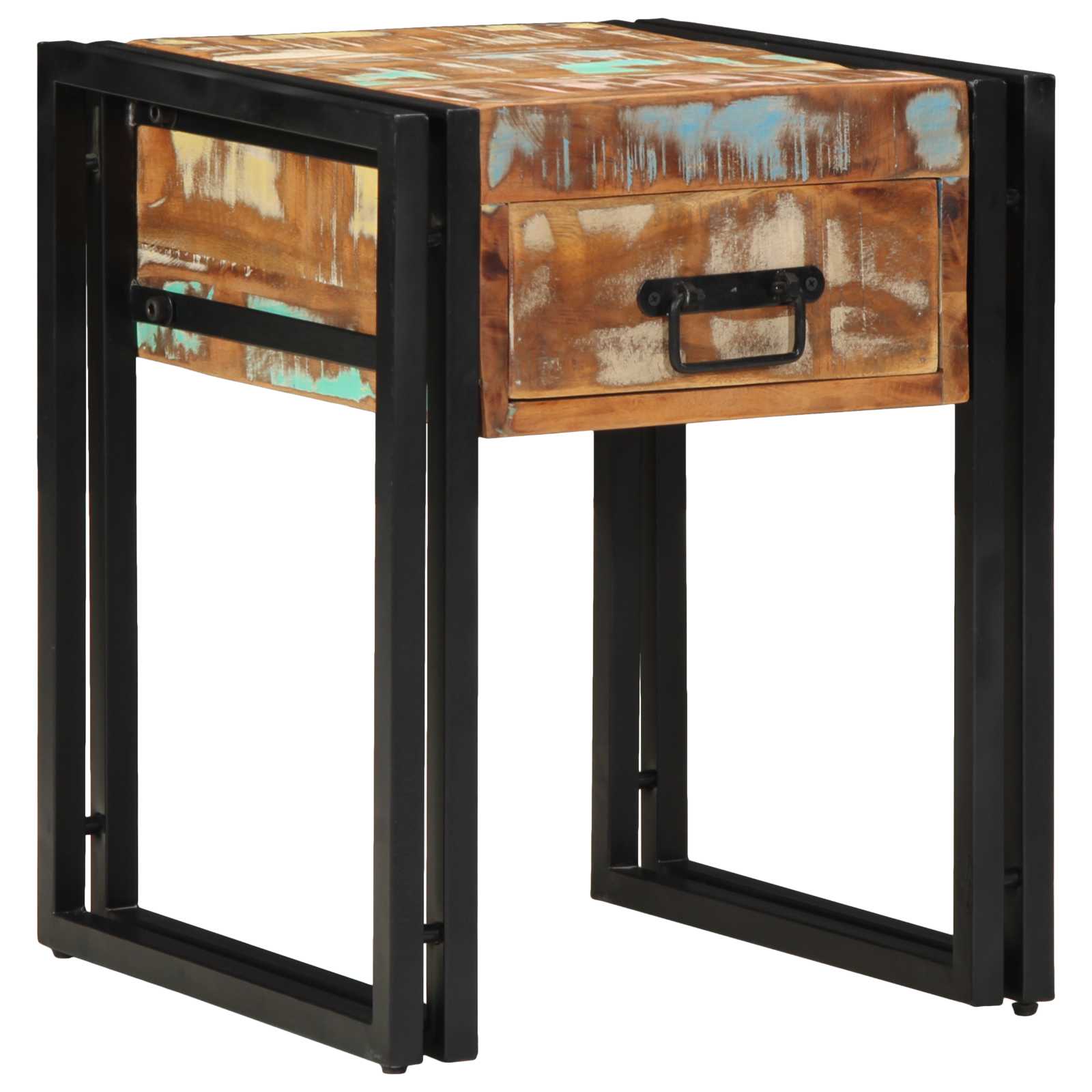Bijzettafel met lade 40 x 40 x 50 cm Massief Gerecycled Hout is nu te koop bij PeponiXL, paradijselijk wonen!