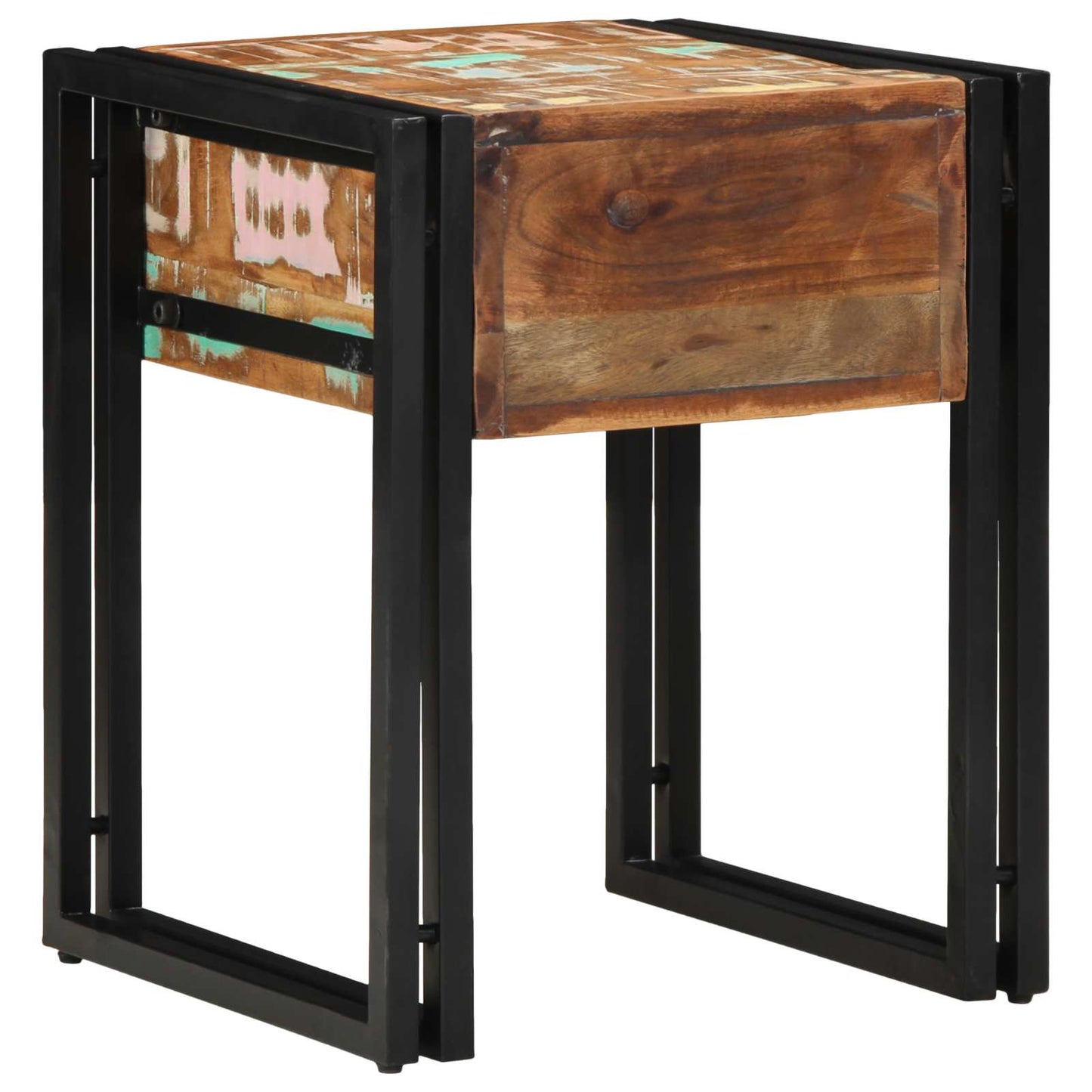 Bijzettafel met lade 40 x 40 x 50 cm Massief Gerecycled Hout is nu te koop bij PeponiXL, paradijselijk wonen!