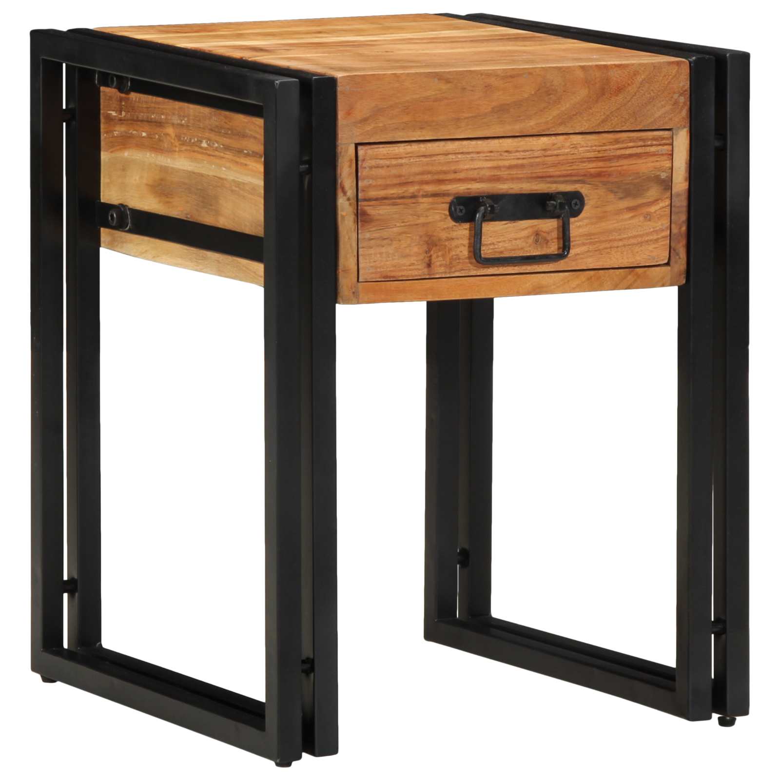 Bijzettafel Bruin en zwart 40 x 40 x 50 cm Massief Acaciahout is nu te koop bij PeponiXL, paradijselijk wonen!