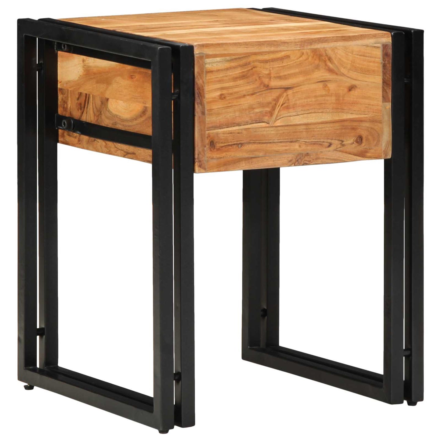 Bijzettafel Bruin en zwart 40 x 40 x 50 cm Massief Acaciahout is nu te koop bij PeponiXL, paradijselijk wonen!