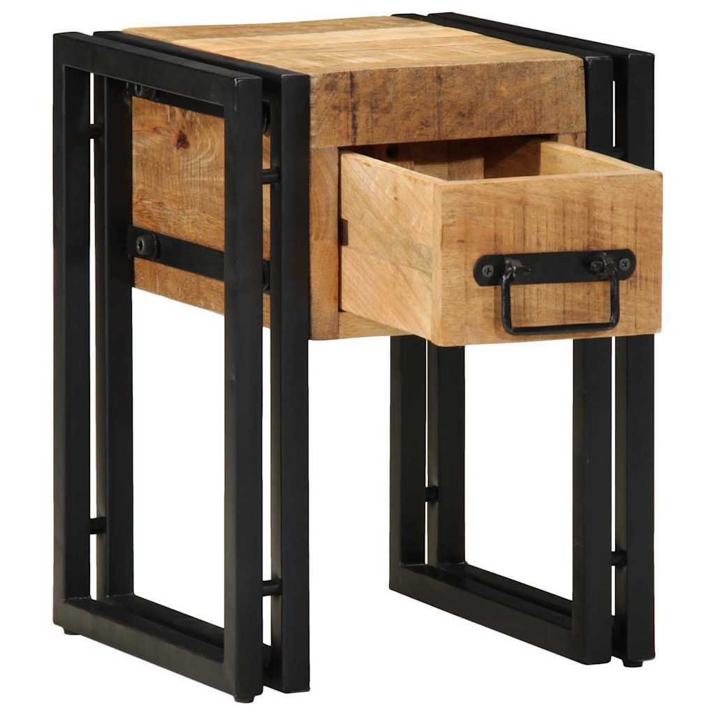 Bijzettafel Bruin en zwart 30 x 30 x 40 cm Massief Mango Hout is nu te koop bij PeponiXL, paradijselijk wonen!