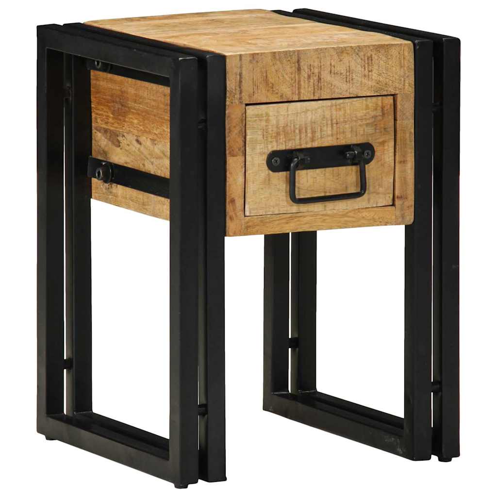 Bijzettafel Bruin en zwart 30 x 30 x 40 cm Massief Mango Hout is nu te koop bij PeponiXL, paradijselijk wonen!