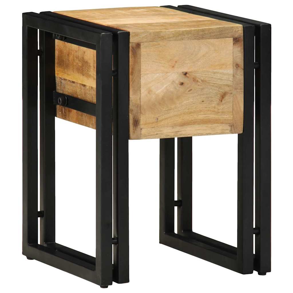 Bijzettafel Bruin en zwart 30 x 30 x 40 cm Massief Mango Hout is nu te koop bij PeponiXL, paradijselijk wonen!