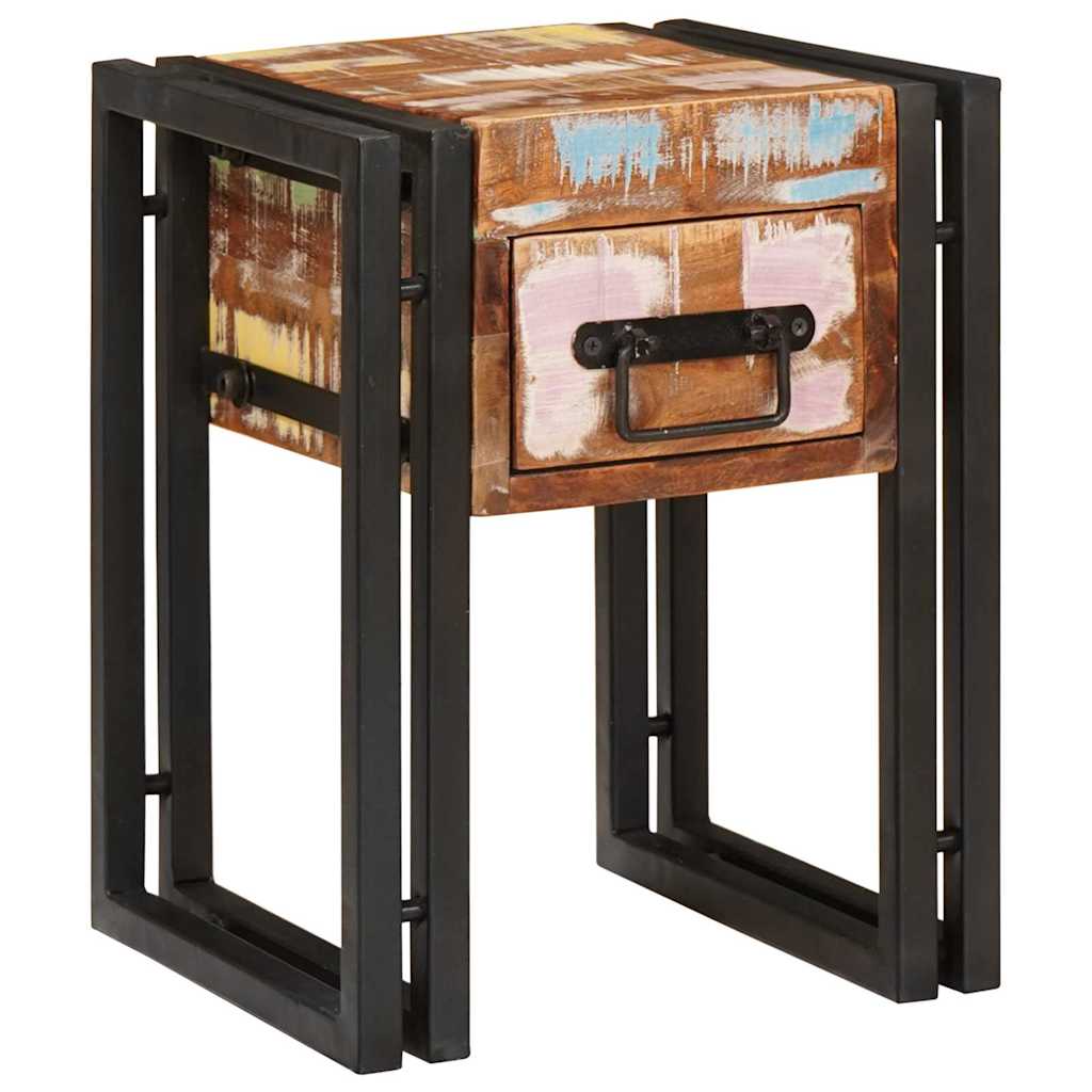 Bijzettafel met lade 30 x 30 x 40 cm Massief Gerecycled Hout is nu te koop bij PeponiXL, paradijselijk wonen!