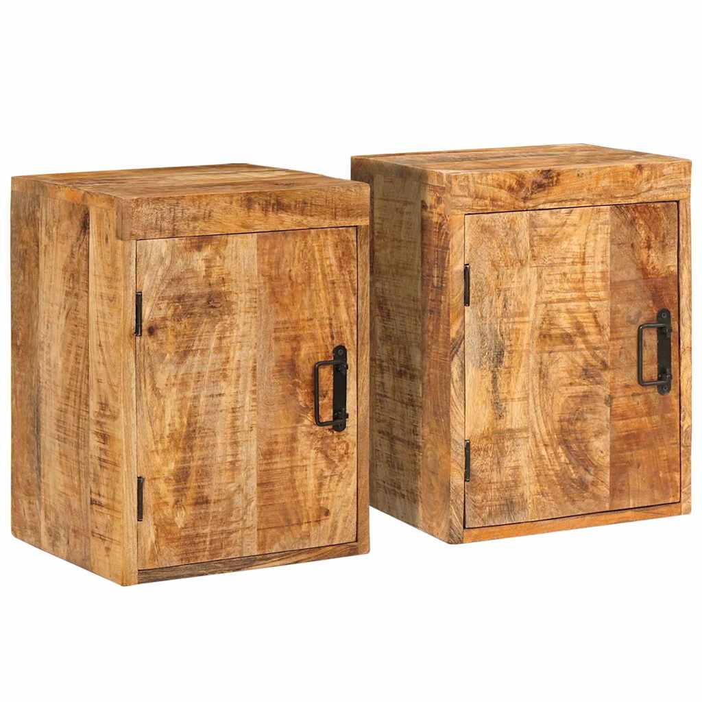 Nachtkastje 2 pcs Bruin 35 x 33 x 48 cm Massief Mango Hout is nu te koop bij PeponiXL, paradijselijk wonen!