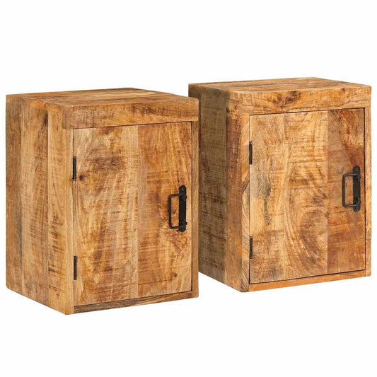 Nachtkastje 2 pcs Bruin 35 x 33 x 48 cm Massief Mango Hout is nu te koop bij PeponiXL, paradijselijk wonen!